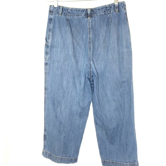 Jones Sport Capri Jeans High Rise Wide Leg Side Pockets Medium Wash Size 10 - Picture 2 of 8